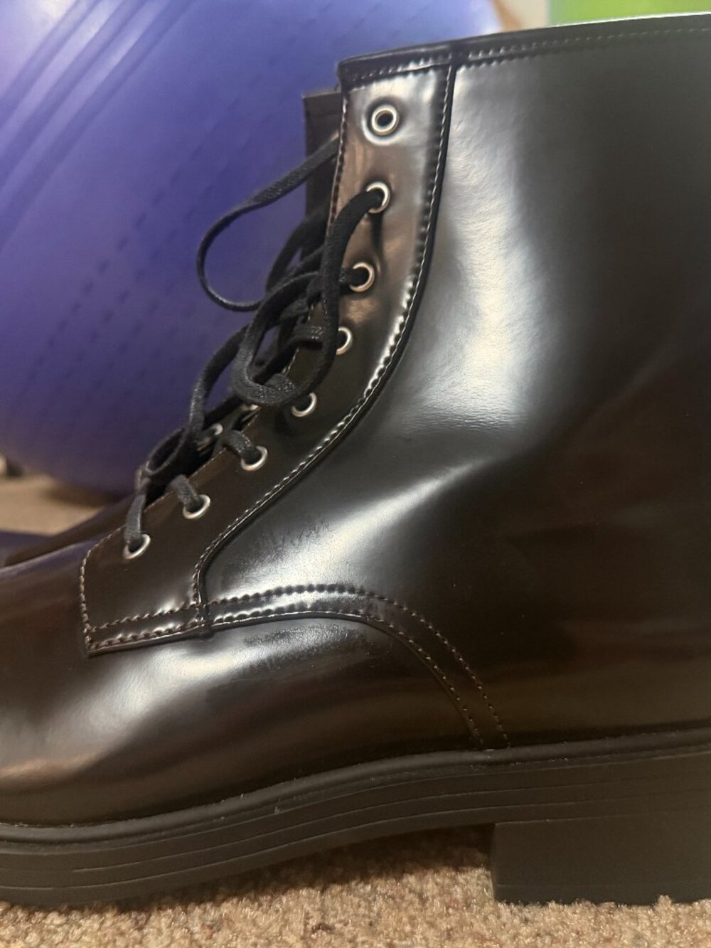 Calvin Klein Keigan dress Zip Leather boots 11.5 US Dark Brown Shine